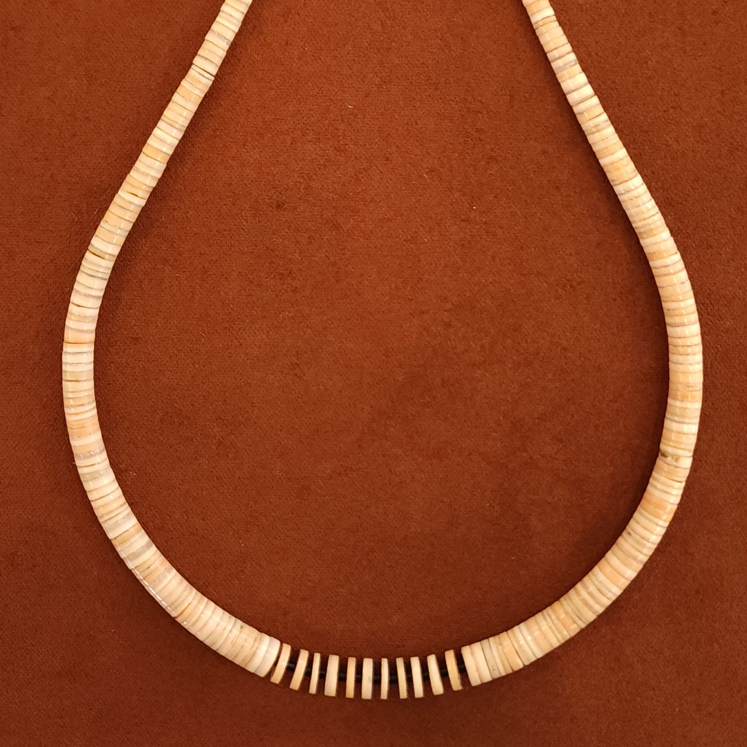 Kewa Pueblo Hand-rolled Melon Shell Necklace - 20.5