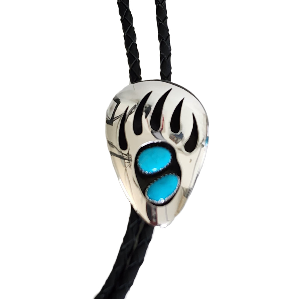 Bear Claw Bolo Tie Belt Buckle Set Turquoise Inlay Bola Necktie Necklace Paw Bolo Tie With Bear Claw - Etsy main image 3